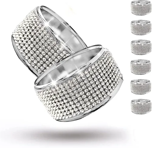 Miniatura 9 de Servilleteros dorados, servilleteros de plata con diamantes de imitación brillantes, juego de 20, banquete de boda de primavera, despedida