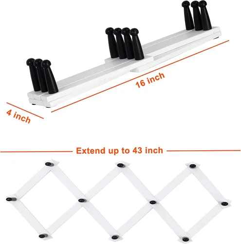 Miniatura 5 de Dseap Acordeón de pared: Perchero de pared expandible de madera de 16" de alto, soporte para sombreros, gancho de acordeón para gorras de béisbol