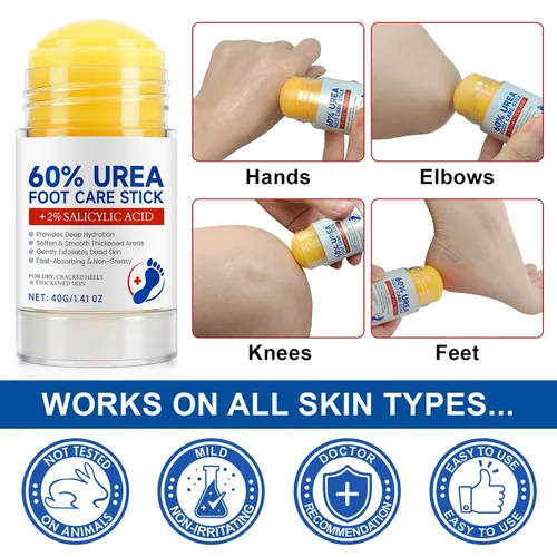 Miniatura 7 de 60% urea con 2% de ácido salicílico en barra para el cuidado de pies, crema para pies de urea de máxima resistencia, removedor de callos