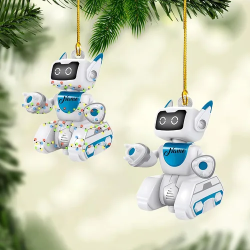 Miniatura 13 de Adorno de robot personalizado 2025, adornos de robot para árbol de Navidad, adorno de robótica, decoración colgante para árbol de Navidad (Robot1)