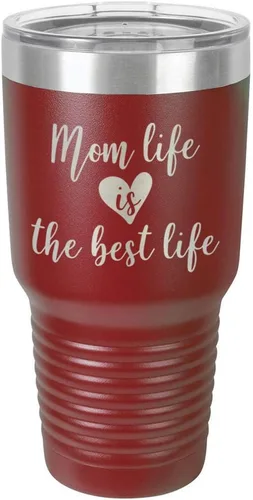 Miniatura 10 de Vaso grabado con texto en inglés "MOM LIFE IS THE BEST LIFE Engraved 30oz" grabado con láser en polvo de acero con revestimiento de polvo taza