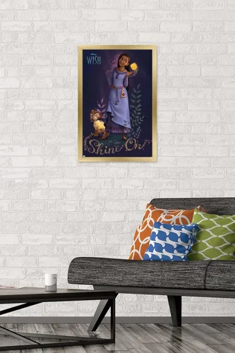 Miniatura 2 de Trends International Disney Wish - Póster de pared Asha, 14.72 x 22.37 pulgadas, versión con marco dorado