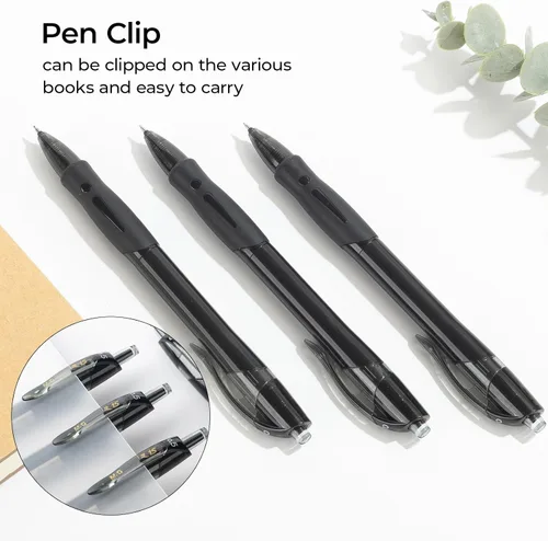 Miniatura 4 de M&G 5 bolígrafos de gel retráctiles de tinta negra de 0.020 in, bolígrafos de punta fina, bolígrafos de tinta de gel de secado rápido con tinta