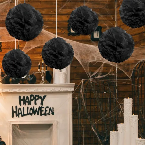 Miniatura 8 de CHRORINE Papel de seda negro - 60 hojas para Halloween, cumpleaños, vacaciones y envoltura de regalos para fiestas (20 x 14.5 pulgadas)