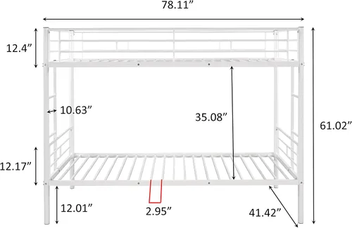 Miniatura 2 de Litera individual sobre metal, camas resistentes con 2 escaleras laterales, ahorro de espacio, sin ruido, no necesita somier, para niños, niñas