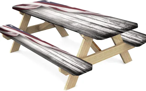 Miniatura 10 de Mantel ajustable para mesa y banco de pícnic de Halloween, diseño de fantasma, impermeable, 28 x 72 pulgadas, juego de 3 piezas, mantel ajustable al