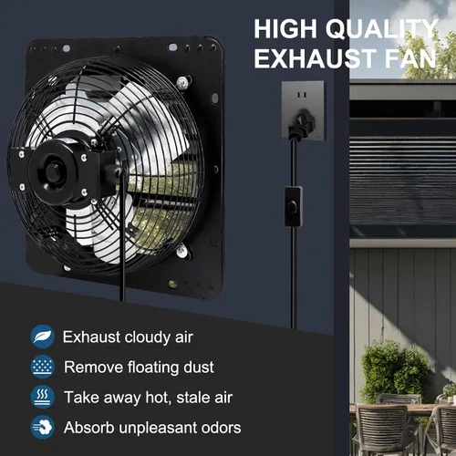 Miniatura 6 de Criditpid Ventilador Extractor de Pared con Persiana de 7 Pulgadas, Ventilador Extractor de Cocina con Interruptor de Encendido/Apagado para Ático