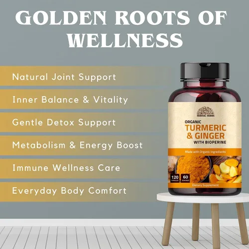 Miniatura 6 de Cúrcuma jengibre con pimienta negra y jengibre 1000 mg 120 cápsulas Suplemento de cúrcuma y jengibre con 95% de curcuminoides Suplemento extra