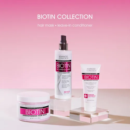 Miniatura 6 de Advanced Clinicals Biotin - Mascarilla reparadora antiroturas para el cabello, fortalece el cabello roto y teñido con acondicionador profundo