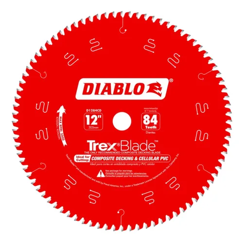 Diablo TrexBlade - Hoja de sierra para compuestos y plástico, diámetro de 12 pulgadas, 84 dientes MTCG, eje de 1 pulgada, corte de .102 pulgadas,