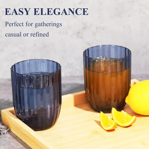 Miniatura 2 de Vasos de plástico acrílico transparente Highball Vasos de plástico reutilizables de 15 onzas (juego de 6) Apilables Vasos sin BPA