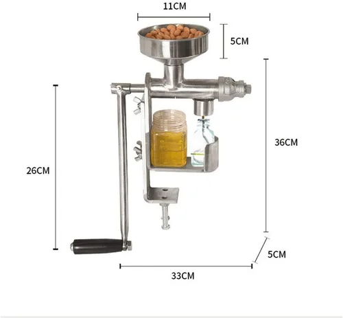Miniatura 3 de DreamLab Cacahuete manual de la nuez y de la semilla del extractor 304 del expulsor de aceite del hogar de la máquina de la prensa