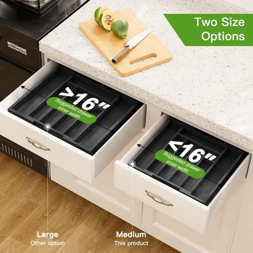 Miniatura 4 de Pipishell - Organizador de Cajones Extensible de Bambú para Soporte de Utensilios, Bandeja de Cubiertos Ajustable, Organizador de Divisores