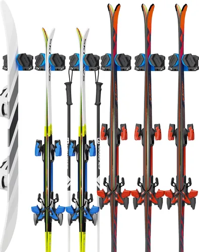 Miniatura 9 de Skifavs Soporte de Pared para Esquí y Snowboard, Montaje de Pared para Esquí y Montaje de Pared para Rack de Esquí para Garaje que Ahorra Espacio