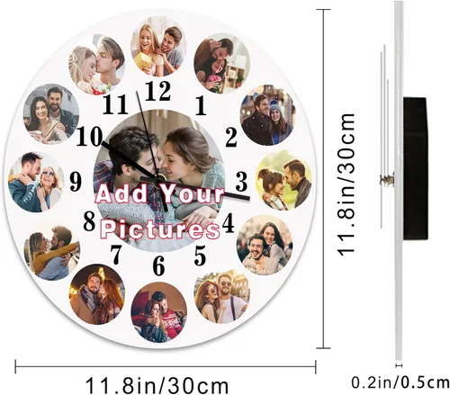 Miniatura 7 de Qingxily Reloj personalizado con imagen, relojes personalizados para paredes, reloj con foto personalizado, regalo para el día de San Valentín, día