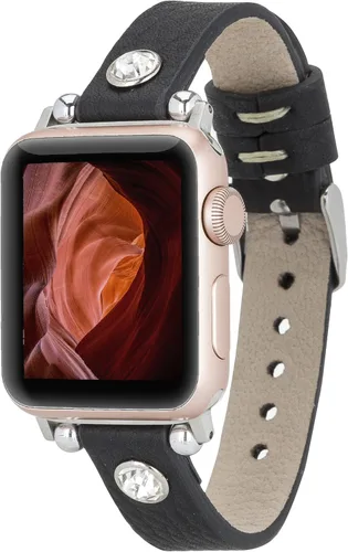 HARDISTON Correa de Reloj Apple Watch Dama Ferro 38mm 40mm 41mm para mujeres/hombres, Hecho a Mano de Cuero Genuino, Correa de Reemplazo para iWatch
