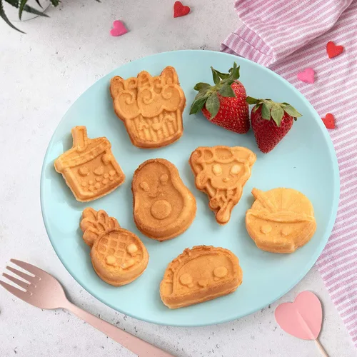 Miniatura 8 de Fun Food Friends - Mini waflera – 7 diferentes estilo kawaii diseño de tartas. Pizza de aguacate Ramen Taco y más – plancha de oblea antiadherente