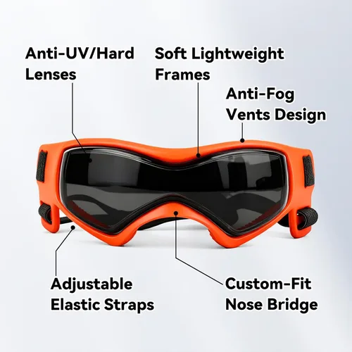 Miniatura 3 de NAMSAN Lentes de sol para perros de raza media, con protección UV para perros pequeños a medianos, resistentes al viento, antivaho, a prueba