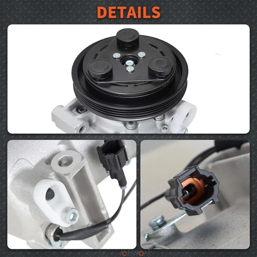 Miniatura 4 de labwork Compresor de CA con embrague de repuesto para Nissan Xterra 3.3L V6 2000-2004 Reemplazo para Nissan Frontier 3.3L V6 1999-2004 CO 10386C