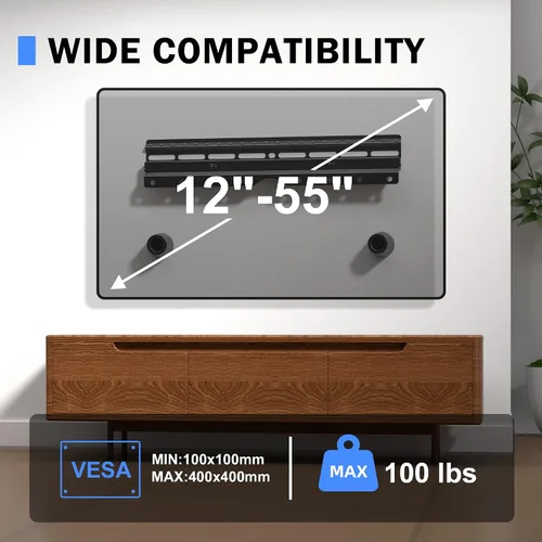 Miniatura 6 de XINLEI Soporte de pared para TV sin perno, colgador de TV sin taco para paneles de yeso para la mayoría de televisores de pantalla plana de 12 a 55