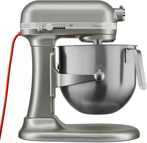 KitchenAid KSM8990CU Mezclador comercial de encimera de 8 cuartos de galón, 10 velocidades, impulsado por engranajes, contorno plateado