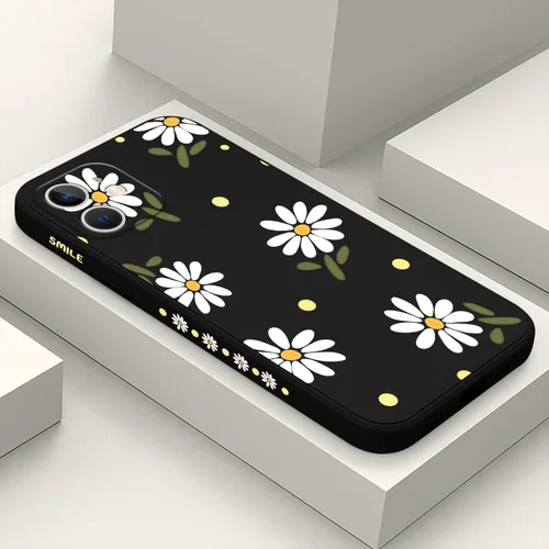 Miniatura 36 de LEECG Funda para iPhone 12 Mini, diseño creativo con estampado floral, funda antiarañazos de microfibra suave, funda de silicona líquida para Negro