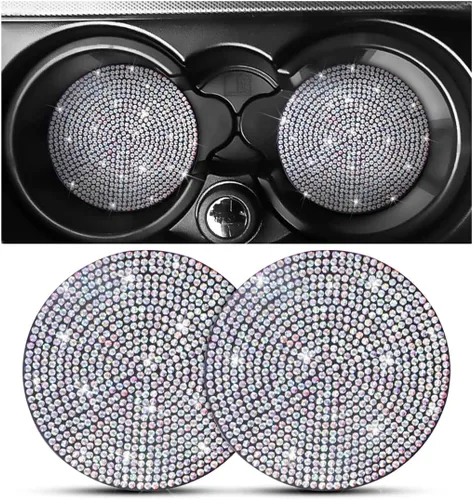 Miniatura 15 de Osilly – Portavasos para auto con brillantes, 2 unidades, diamantes de imitación, antideslizantes, portavasos universales de 2.75 pulgadas