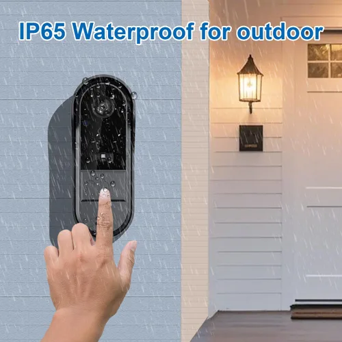 Miniatura 6 de TKMARS Timbre de puerta inalámbrico sin suscripción, activación bidireccional e intercomunicador, IPX65 impermeable, video 1080P, pantalla de 4.3