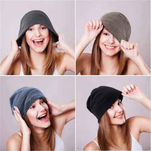 Miniatura 4 de Gorro holgado de 4 piezas, gorro para dormir, gorro de dormir holgado de punto con calavera para hombres y mujeres