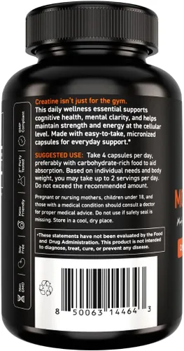 Miniatura 8 de Vital Vitamins Píldoras de monohidrato de creatina para mujeres y hombres - Cápsulas de creatina micronizada - Cognitivo, fuerza y apoyo