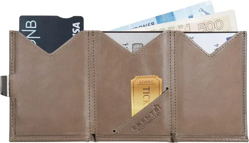 Miniatura 5 de Multiwallet con protección RFID con tarjetero con cierre a presión, Camello, Billetera triple