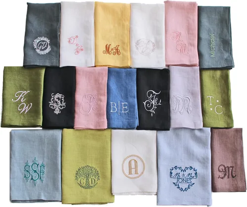 Servilletas personalizadas bordadas con cualquier texto y diseño de monograma, añadir un nombre, servilletas de alta calidad con bordado, gran