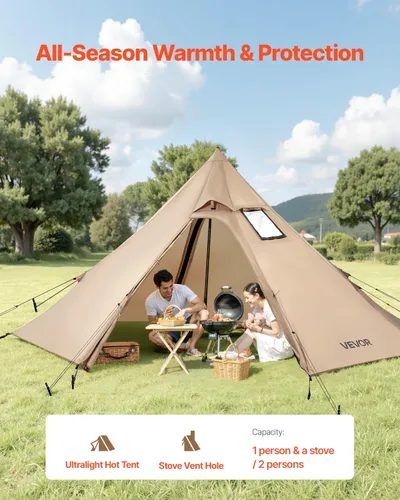 Miniatura 2 de VEVOR Tienda Caliente, Tiendas de Campaña Tipi Calientes con Toma para Estufa, Tiendas de Campaña Portátiles de Invierno con Faldón para Nieve