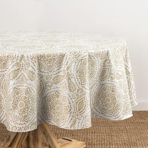Elrene Home Fashions Savannah - Mantel de vinilo bohemio con estampado paisley, resistente al agua y a las manchas con reverso de franela, 60 x 84