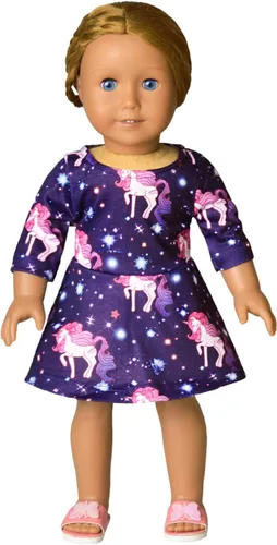 Miniatura 14 de Perfashion Vestidos a juego para niñas y muñecas sin mangas/manga larga, acampanados, faldas de fiesta de unicornio