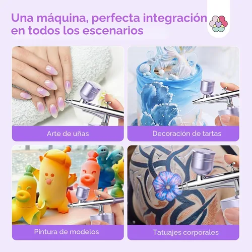 Miniatura 8 de SAVILAND Aerógrafo para Uñas: Creatividad Ilimitada de Arte de Uñas Kit Pro de Aerógrafo de Doble Modo Recargable Boquilla de 0.3mm Set de Púrpura