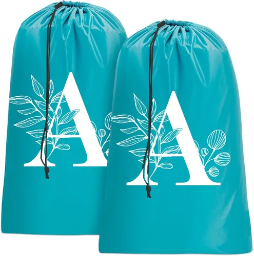 Miniatura 10 de Sylfairy Paquete de 2 bolsas de lavandería de viaje extra grandes, organizador de ropa sucia con cordón, bolsas de lavandería de viaje resistentes