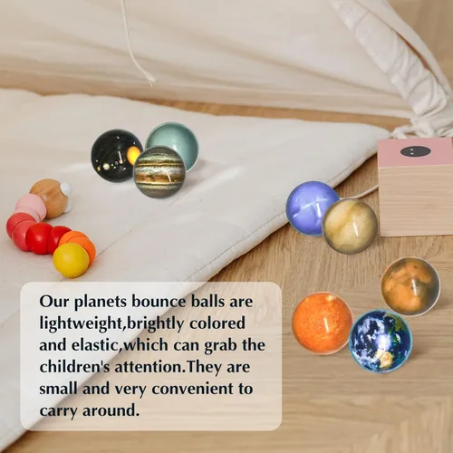 Miniatura 5 de Panxxsen 24 bolas rebotantes, bolas de rebote de planetas, bolas de goma de sistema solar de rebote alto para niños, recuerdos de fiesta y rellenos