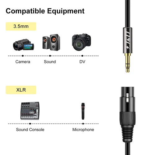 Miniatura 3 de J&D Cable de micrófono XLR a 0.138 in, carcasa de PVC XLR hembra a 0.138 in 1/8 pulgadas TRS macho equilibrado Cable XLR a TRS Adaptador de 1/8
