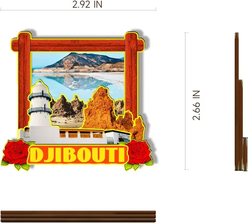 Miniatura 3 de Imán de madera de Djibouti África 3D para nevera, recuerdos coleccionables, decoración hecha a mano, artesanías 2