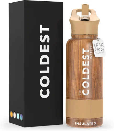 Miniatura 48 de Coldest - Botella para agua con tapa que incluye pajilla, térmica y metálica (acero inoxidable), para hombres y mujeres, color morado