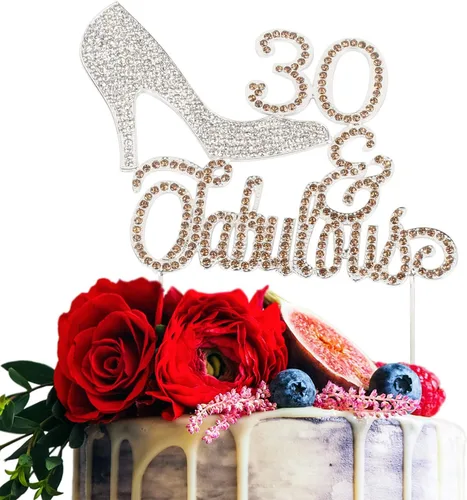 Miniatura 16 de LINGTEER 30 fabulosos adornos para tartas de cristal con diamantes de imitación de tacón alto, color rosa, perfecto para 30 cumpleaños, aniversario