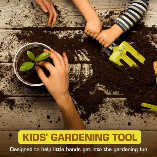 Miniatura 4 de Rugg Tenedor de mano de jardín para niños, mini herramienta de excavación de acero con mango de madera, herramienta de jardinería para niños