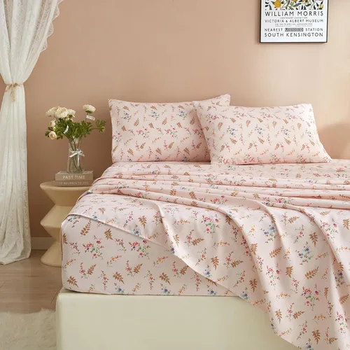 Miniatura 3 de HighBuy Juego de sábanas de tamaño individual - Sábanas frescas y transpirables de color rosa con estampado floral, juego de 3 sábanas - Sábanas