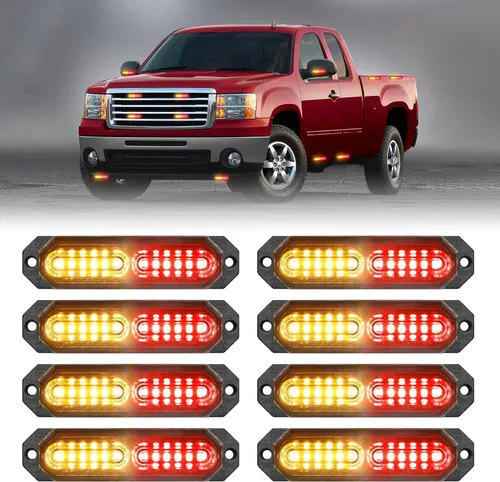 Miniatura 11 de HLauto 1200T Luces de rejilla estroboscópicas de emergencia: 8 piezas 12 LED con función de sincronización, luces de advertencia de seguridad
