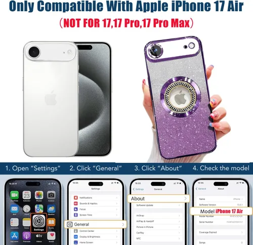 Miniatura 402 de Misscase Funda magnética con purpurina para iPhone 11 compatible con MagSafe, protección completa, delgada, a prueba de golpes, antiarañazos