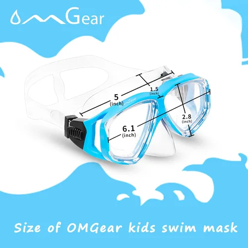 Miniatura 4 de OMGear Gafas de natación de silicona para niños, equipo de esnórquel para niños, gafas de esnórquel de vidrio templado con cubierta para la nariz