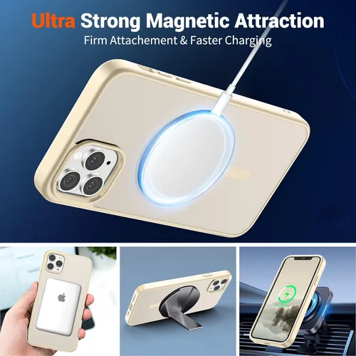 Miniatura 5 de SUPFINE Funda magnética para iPhone 11 Pro Max (compatible con MagSafe) (protección contra caídas de grado militar), delgada, translúcida mate, a