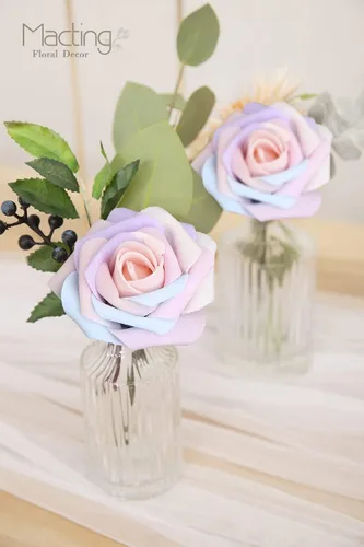 Miniatura 2 de MACTING 30 piezas Flores Rosas Artificiales de Tacto Real Flores Falsas con Tallo Rosas de Espuma para Bricolaje Ramo de Boda Centros de Mesa Fiesta
