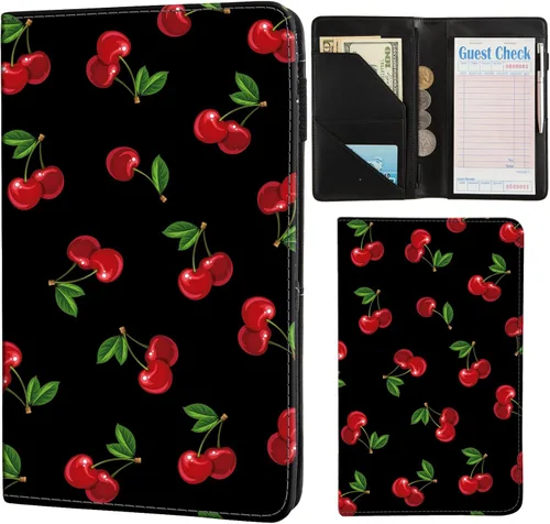 Miniatura 8 de Libretas para camarera de AIRMORS, con bolsillo con cremallera, libreta de cuero para camarera, cartera organizadora de dinero para camarero